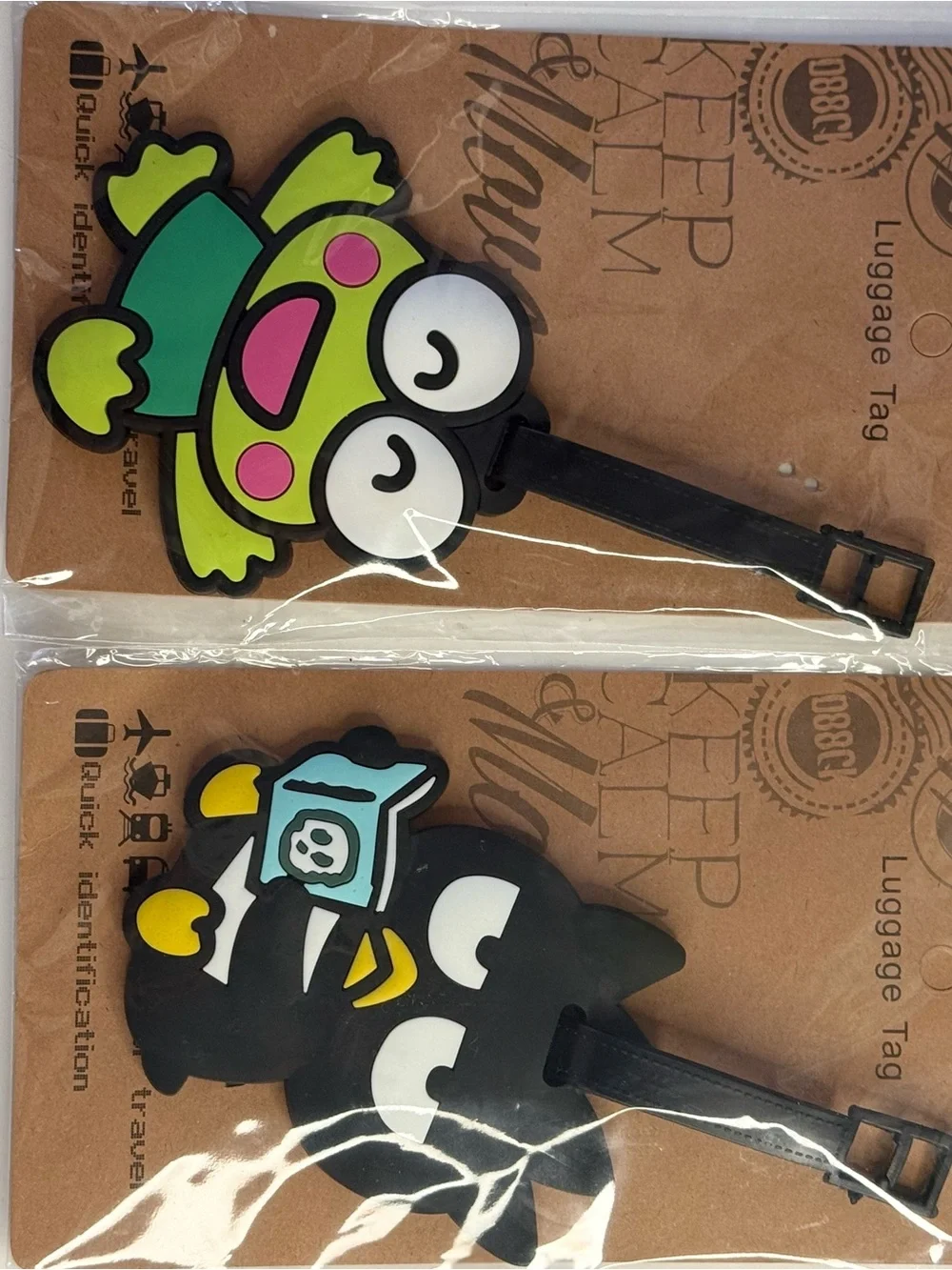 Cute Frog and Black Bird Luggage Tags - Green & Black